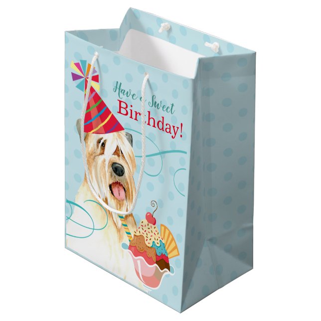 Sweet Birthday Wheaten Terrier Medium Gift Bag (Front Angled)