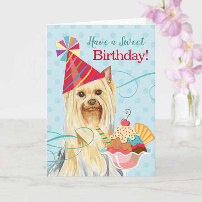 Sweet Birthday Yorkie Card (Orchid)