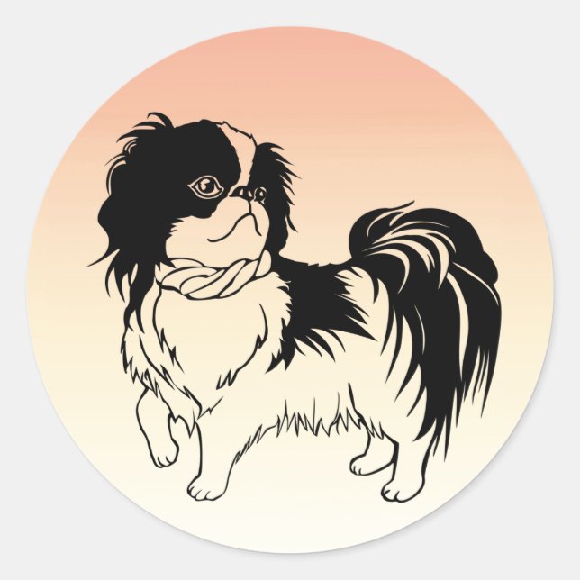 Sweet Black and White Dog on Orange Sticker (Front)