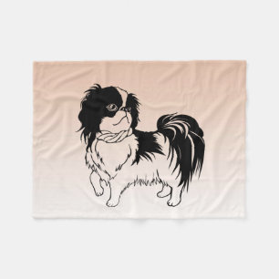 Sweet Black and White Dog Orange Fleece Blanket