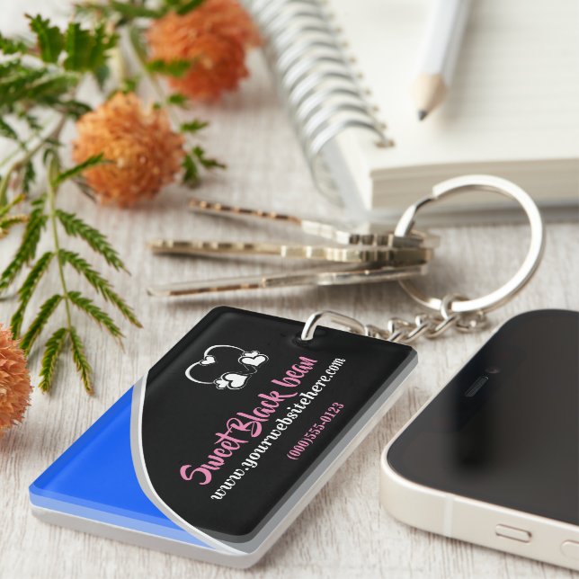 Sweet Black Bean Promotional Business Keychain (Front Right)
