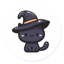 Sweet black cat with witch cap