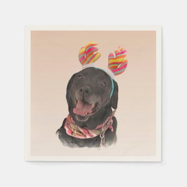 Sweet Black Labrador Retriever Dog Napkin (Front)