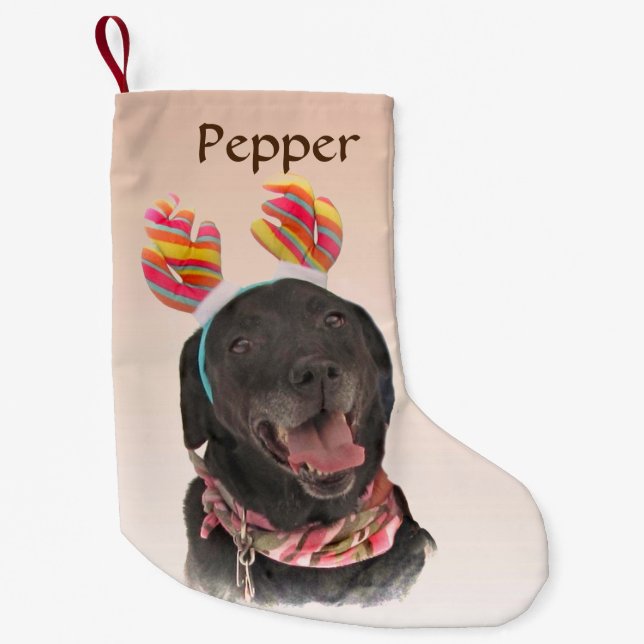 Sweet Black Labrador Retriever Dog Small Christmas Stocking (Front)