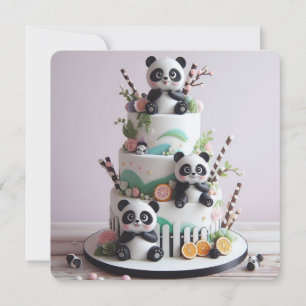 SWEET BLACK & WHITE PANDA THEMED KIDS BIRTHDAY  CARD