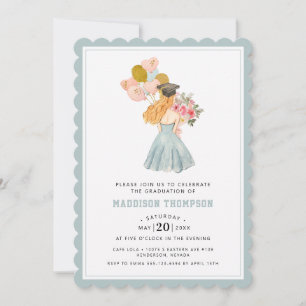 Sweet Blonde Girl Watercolor Graduation  Invitation