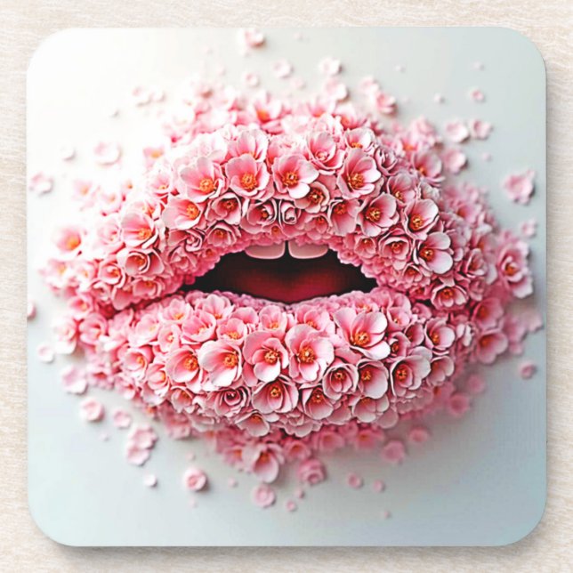 Sweet Bloom Lips Art Coaster (Front)