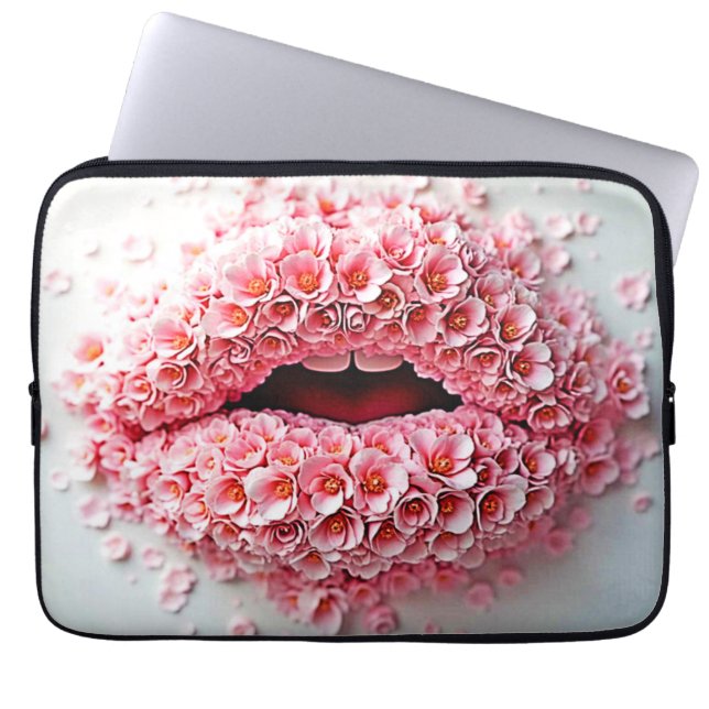 Sweet Bloom Lips Art Laptop Sleeve (Front)