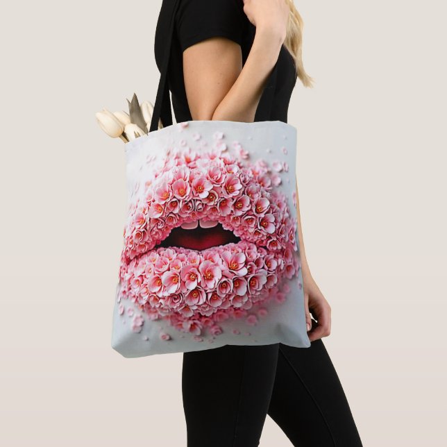 Sweet Bloom Lips Art Tote Bag (Close Up)