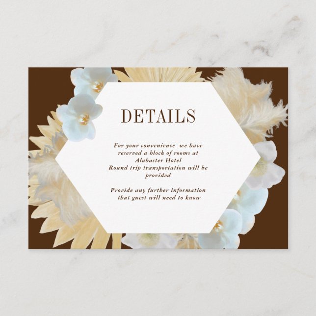 Sweet Blooms Blue Wedding Details Card (Front)
