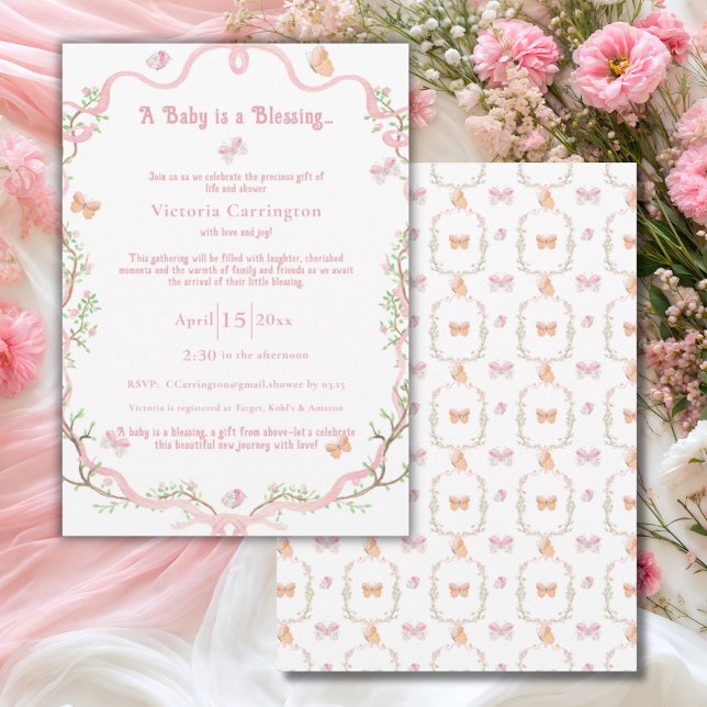 Sweet Blossom Watercolor Elegant Baby Shower Invitation (Creator Uploaded)