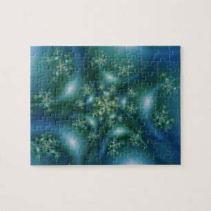 Sweet Blue and Green Fractal Art Jigsaw Puzzle