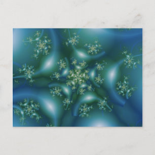 Sweet   Blue and Green Fractal Art Postcard