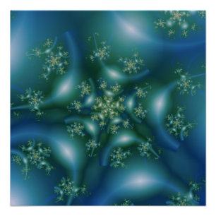 Sweet Blue and Green Fractal Art Poster