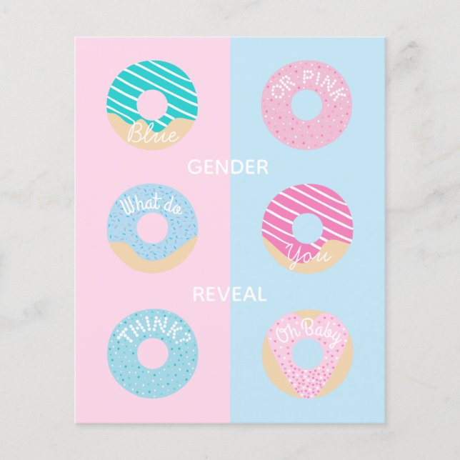 Sweet blue and pink doughnuts baby gender reveal (Front)
