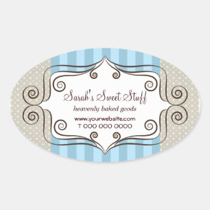 Sweet Blue and Polka Dots Oval Sticker