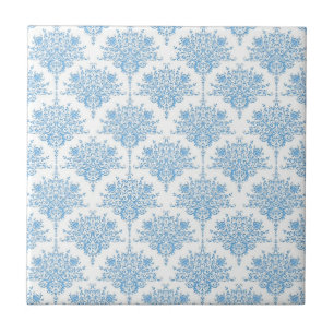 Sweet Blue and White Damask Pattern Tile