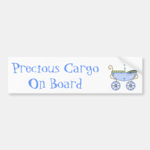 Sweet Blue Baby Carriage Baby Bumper Sticker