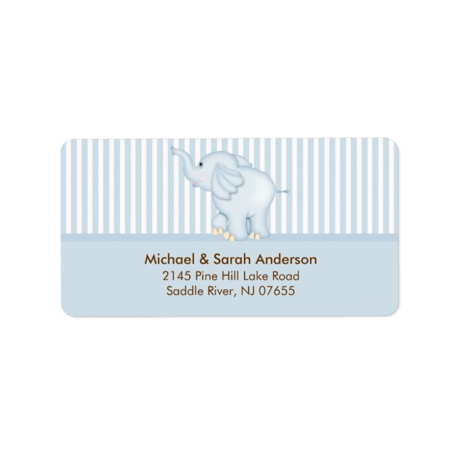 Sweet Blue Baby Elephant Address Label (Front)