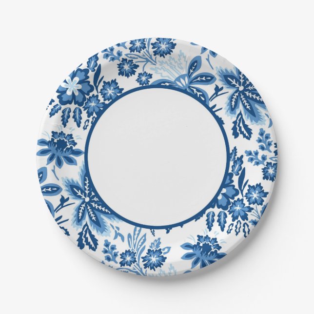 Sweet Blue Blooms Paper Plate (Front)