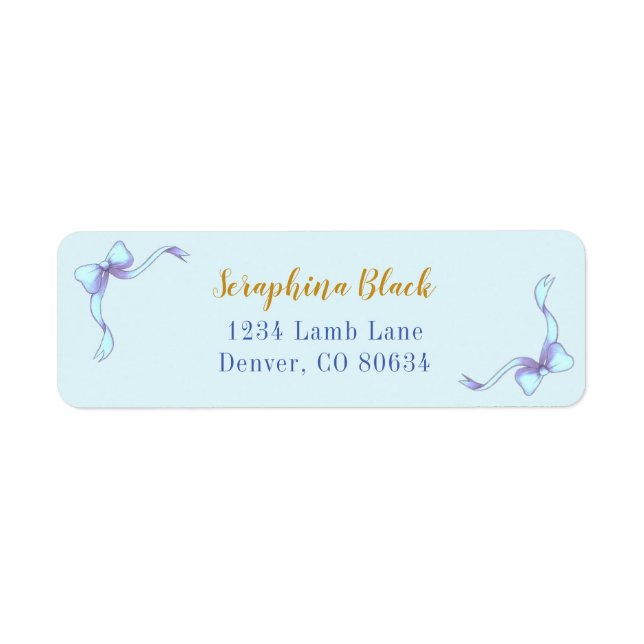 Sweet Blue Bow Baby Shower Label (Front)