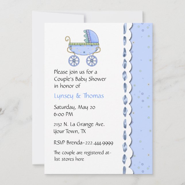 Sweet Blue Couple's Baby Shower Invitation (Front)