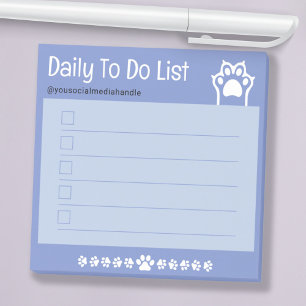 Sweet Blue Cute White Cat Paws Checkbox To Do List Post-it Notes