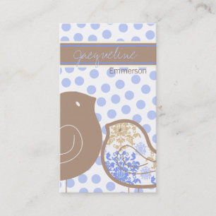 Sweet Blue Damask Chicks & Polka Dots Profile Card