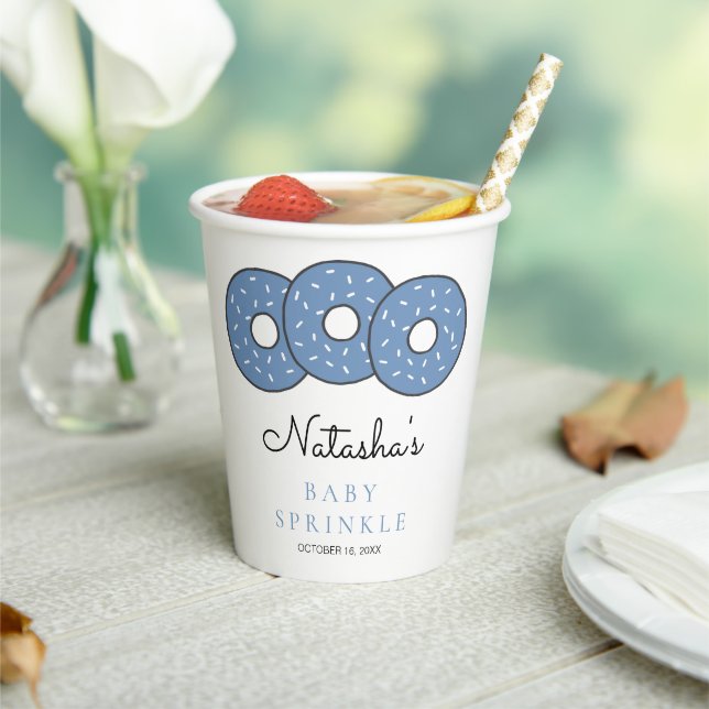 Sweet Blue Doughnuts Baby Sprinkle Shower Paper Cups (Insitu)