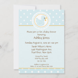 Sweet Blue Duck Boy Baby Shower Invitation