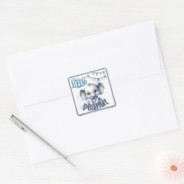 Sweet Blue Elephant - Little Peanut Square Sticker (Envelope)