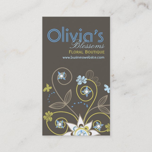 Sweet Blue Floral Blossoms Flowers Profile Card (Front)