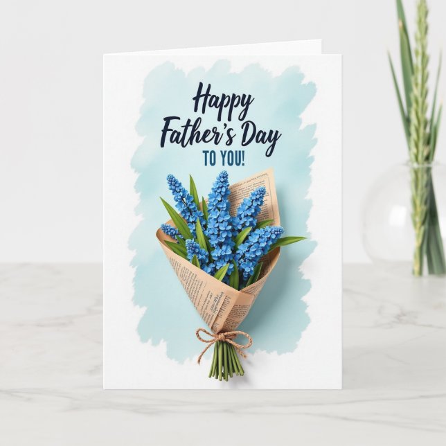 Sweet Blue Flower Fathers Day Card (Front)