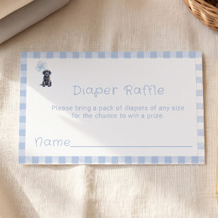 Sweet Blue Gingham Black Lab Puppy Diaper Raffle Enclosure Card