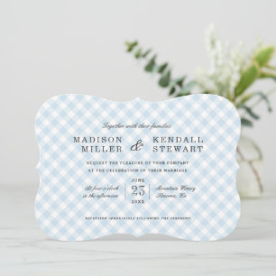 Sweet Blue Gingham Wedding Invitation