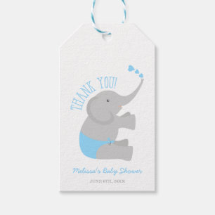 Sweet Blue Grey Elephant Baby Shower Gift Tags