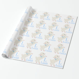 Sweet Blue Lamb Baby Shower Wrapping Paper