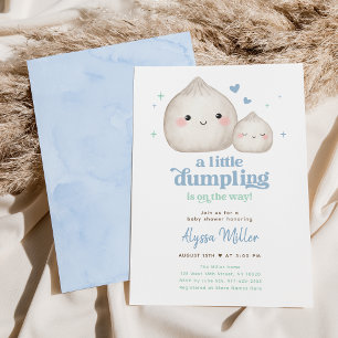 Sweet Blue Little Dumpling Baby Shower Invitation