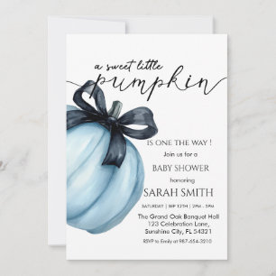  Sweet blue Little Pumpkin Baby Shower Invitation