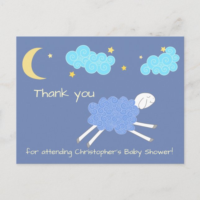 Sweet Blue Lullaby Thank You Baby Shower Postcard (Front)
