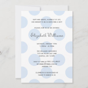 Sweet Blue Polka Dots Baby Boy Shower Invitation