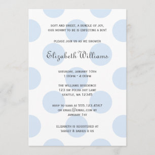 Sweet Blue Polka Dots Baby Boy Shower Invitation