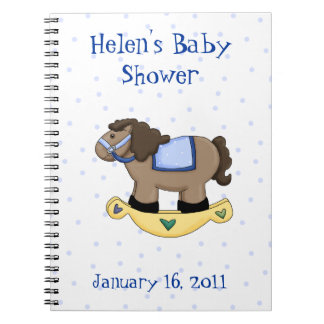 Sweet Blue Rocking Horse Baby Shower Notebook