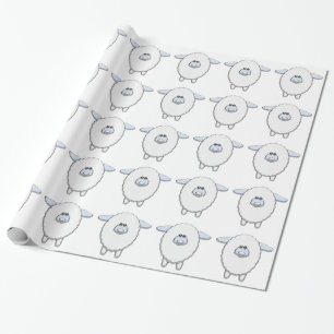 Sweet Blue Sheep Baby Shower Wrapping Paper