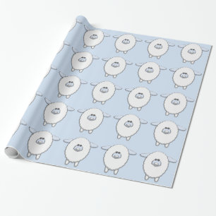 Sweet Blue Sheep Baby Shower Wrapping Paper