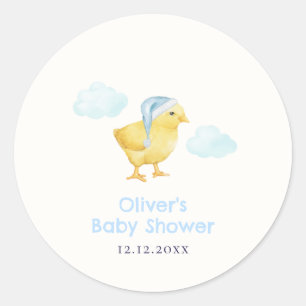 Sweet Blue Sky Cloud Little Chicken Baby Shower Classic Round Sticker