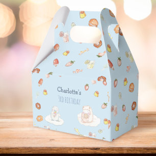 Sweet blue watercolor desserts kids birthday  favour box