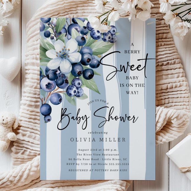 Sweet Blueberries Baby Shower Invitation (Creator Uploaded)