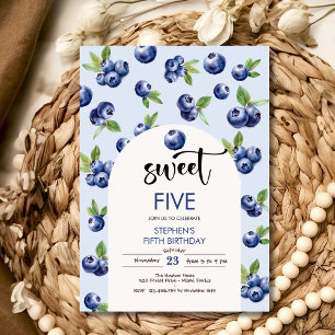Sweet blueberries kids birthday invitation