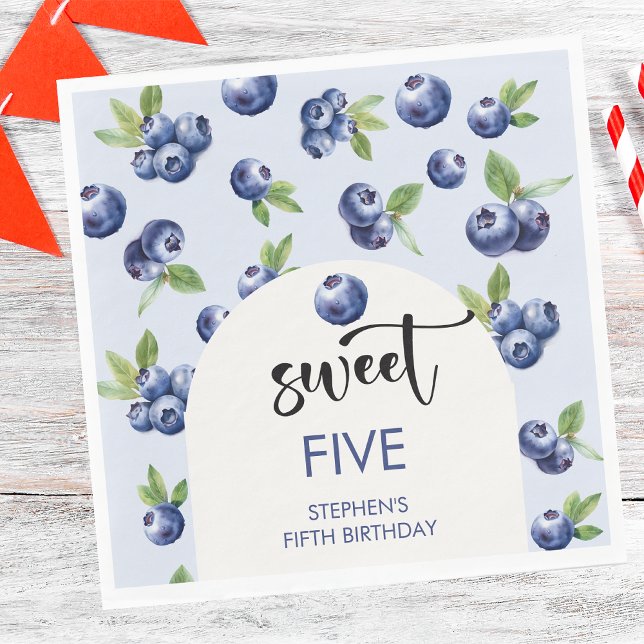 Sweet blueberries kids birthday napkin (Creator Uploaded)